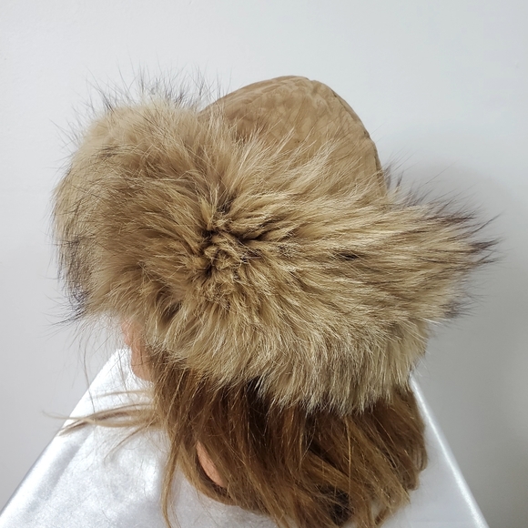 Vintage Mongolian Winter Coyote Fur Suede Fluffy Beanie Warm Thick Hat💚 - Picture 3 of 8